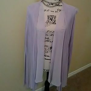 Vera Wang Lilac soft cardigan with sheer accents